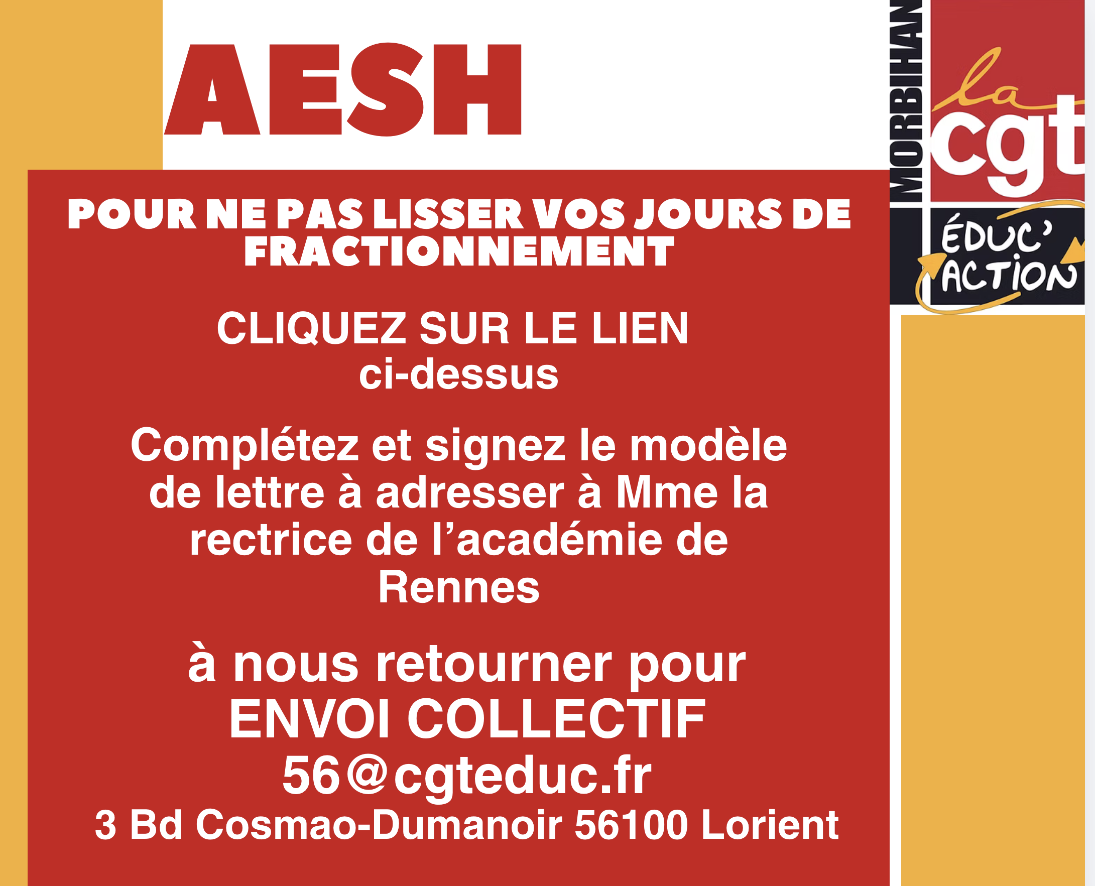 AESH : un courrier type à compléter pour demander le non lissage de vos jours de fractionnement